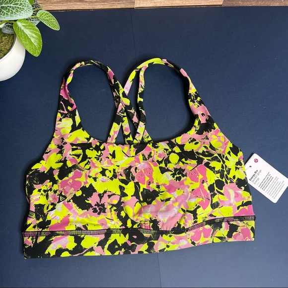 Lululemon Energy Bra Luxtreme NWT Size 4 Inflect Floral Highlight Yellow Multi - Picture 3 of 12